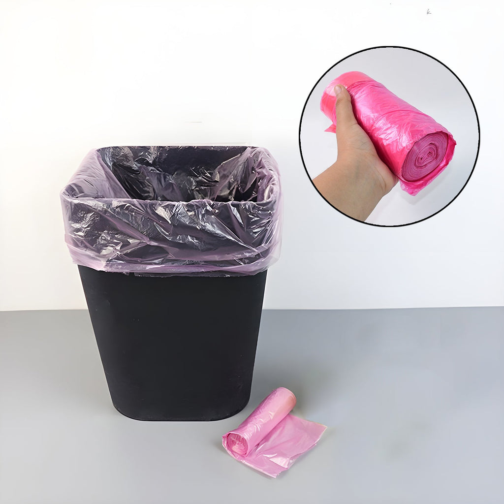 Roll of leak-proof garbage bags in multiple colors for mess-free disposal