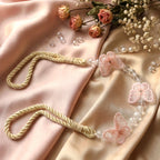 Floral design tassel holdback for curtains with crystal beads