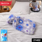 Soft plush fabric cover hot water bottle sized 19x12 cm for targeted heat therapy