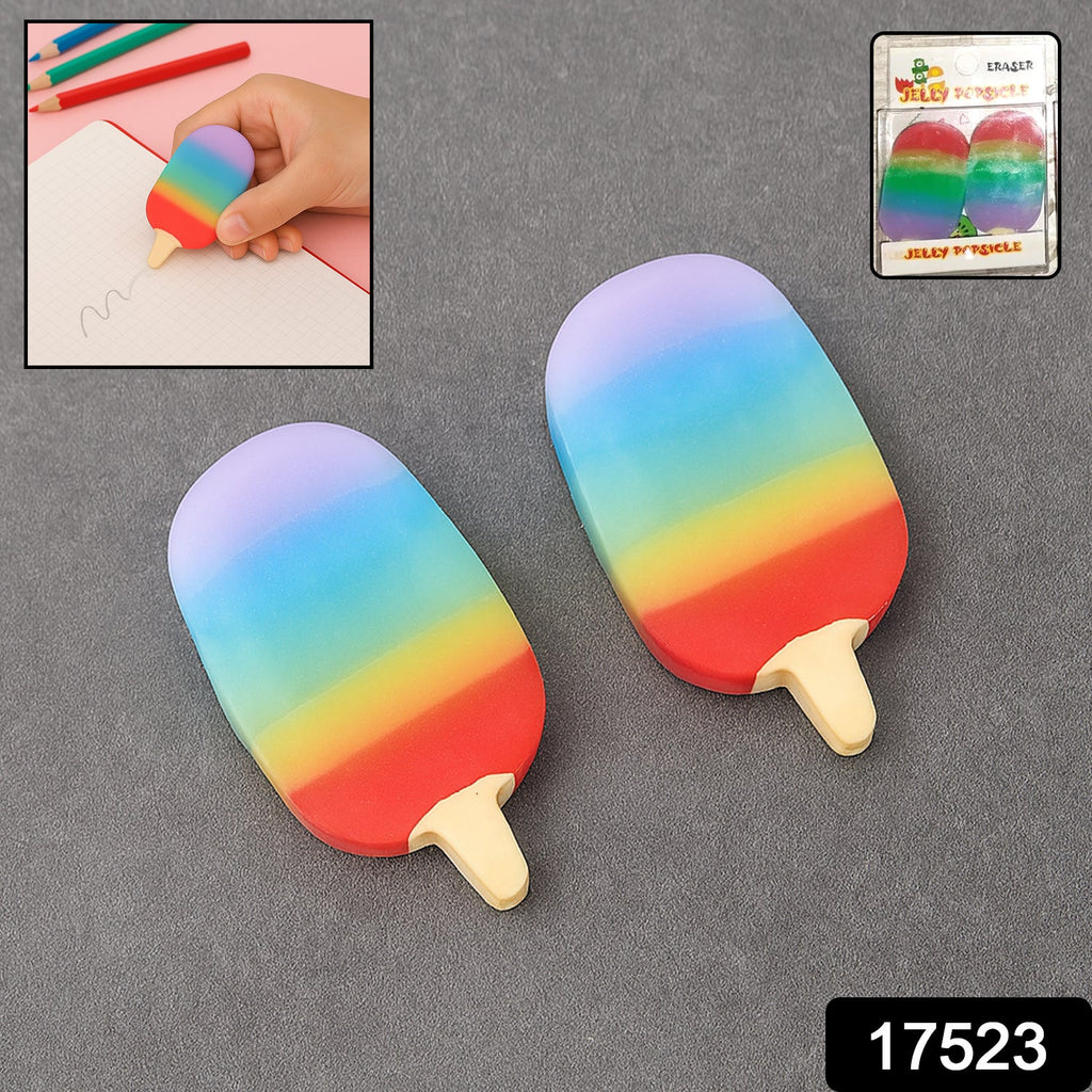 Close-up of a vibrant jelly popsicle eraser.