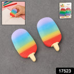 Close-up of a vibrant jelly popsicle eraser.