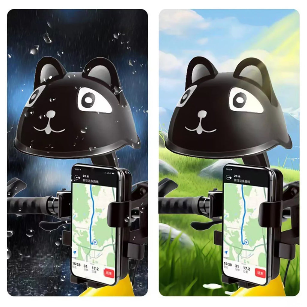 Sun visor protecting phone from glare while riding bicycle