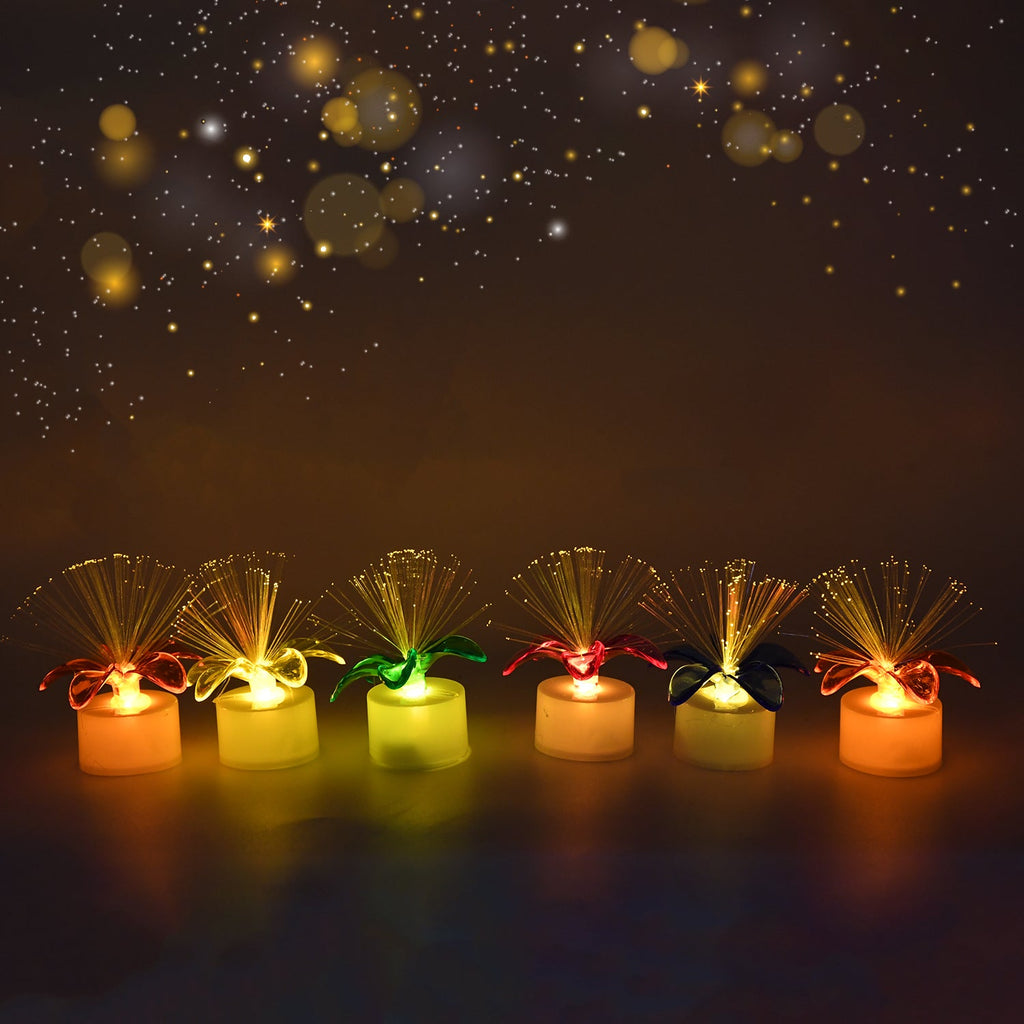 Mini fiber optic LED light centerpiece showcasing its color-changing effect.
