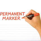 Red ink marker with sleek silver-red body and snap-fit cap