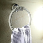 Frontal perspective of the clear ABS towel ring, showcasing its sturdy circular design.