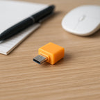Micro USB OTG Adapter connected to a USB flash drive, enabling data transfer.
