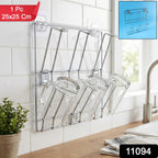 Wall-mounted cup drying rack promoting quick drying in kitchen