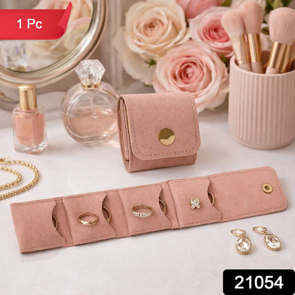 Foldable jewellery organizer wallet with snap-button closure