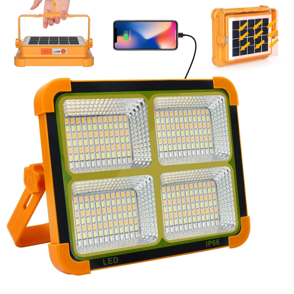 Solar LED Flood Light with built-in power bank and four LED panels