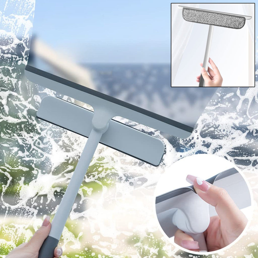 2-in-1 window glass cleaning wiper with microfiber and silicone blade