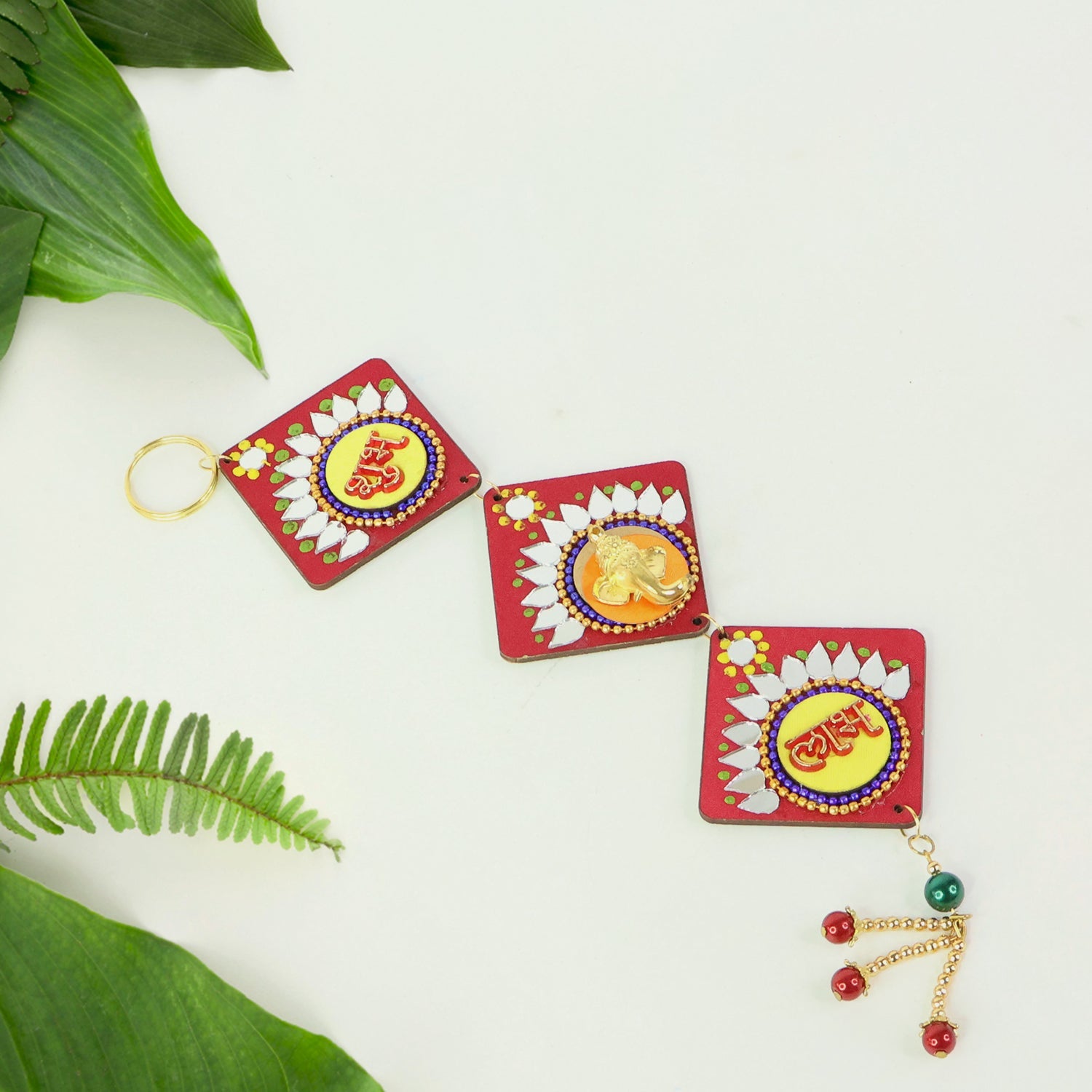 Bright and colorful Labh Shubh festive wall hanging perfect for pooja room