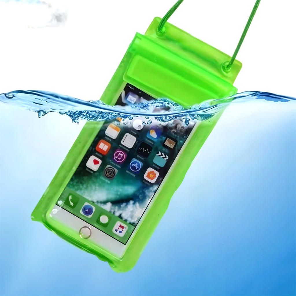 Waterproof mobile pouch allowing full touchscreen functionality while keeping phone dry.