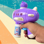 A child holding the ergonomic, leak-proof bubble blaster, ready for outdoor fun.