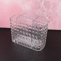 Multipurpose clear organizer holder with multiple compartments showing crystal texture