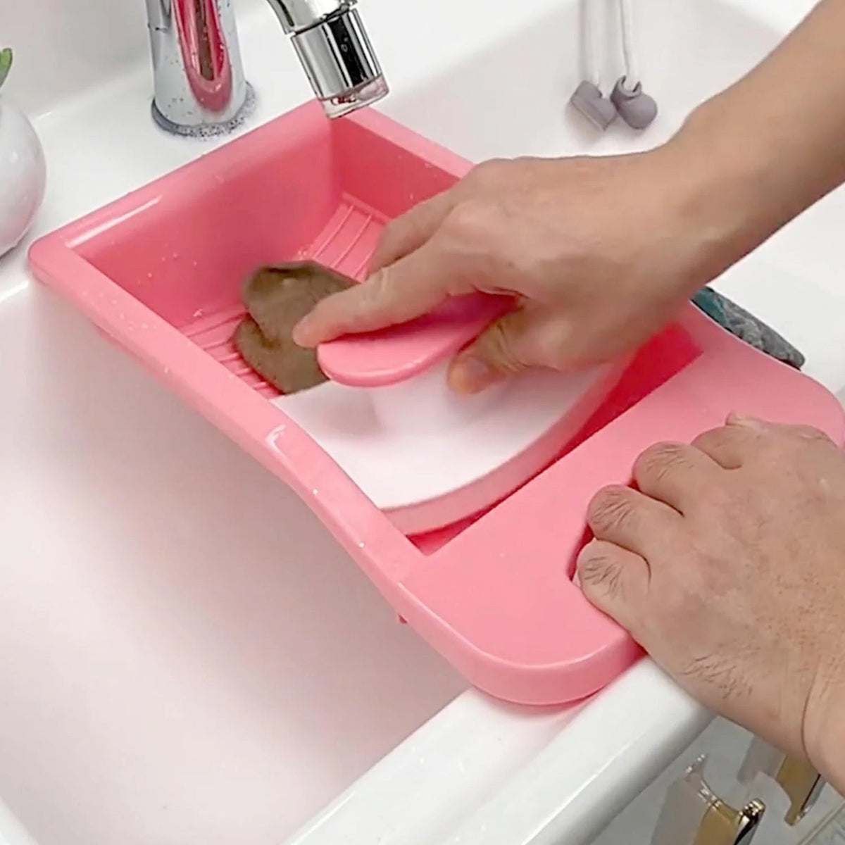 Compact socks washing board for gentle and efficient hand washing.