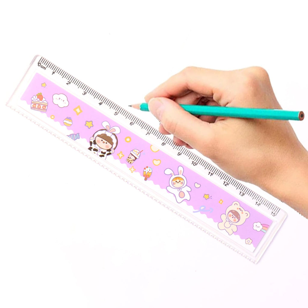 Lightweight kids plastic ruler with attractive cartoon characters