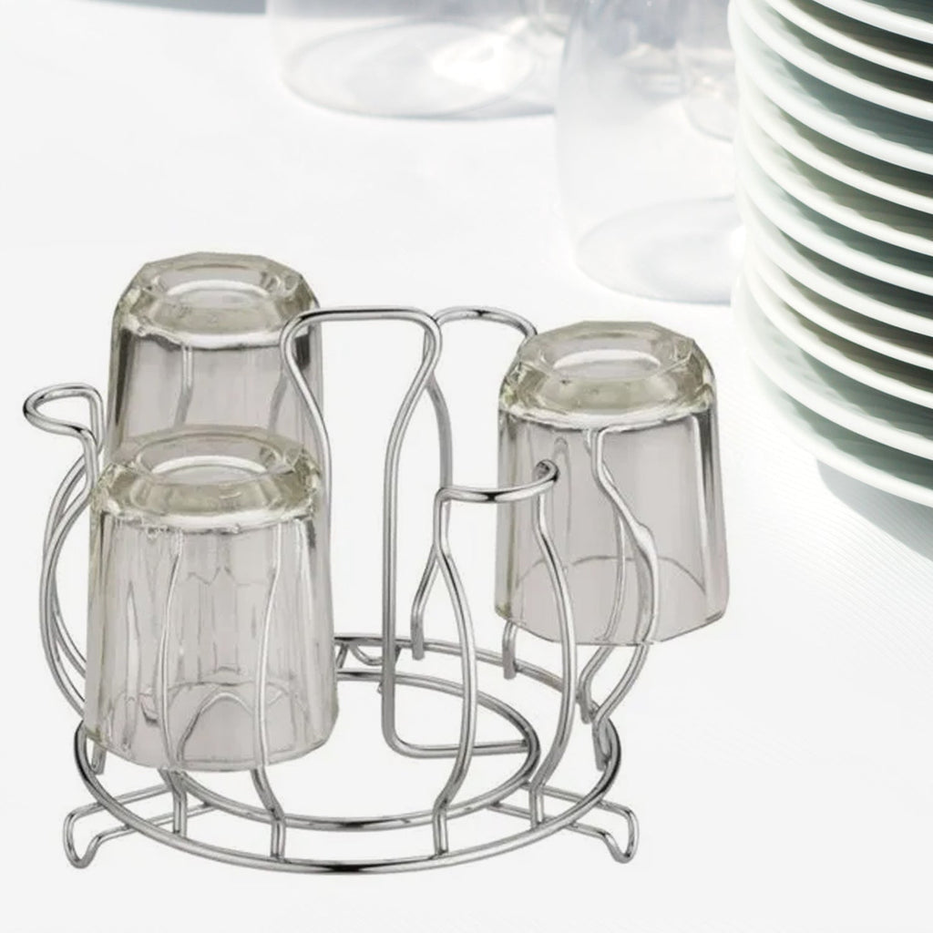 CookAura Stainless Steel Glass Holder neatly displays stemware.