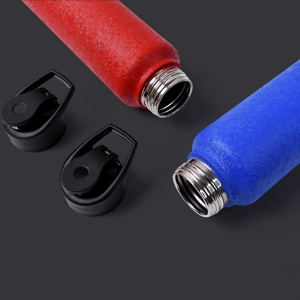 Side view of stainless steel water bottle showcasing sleek design