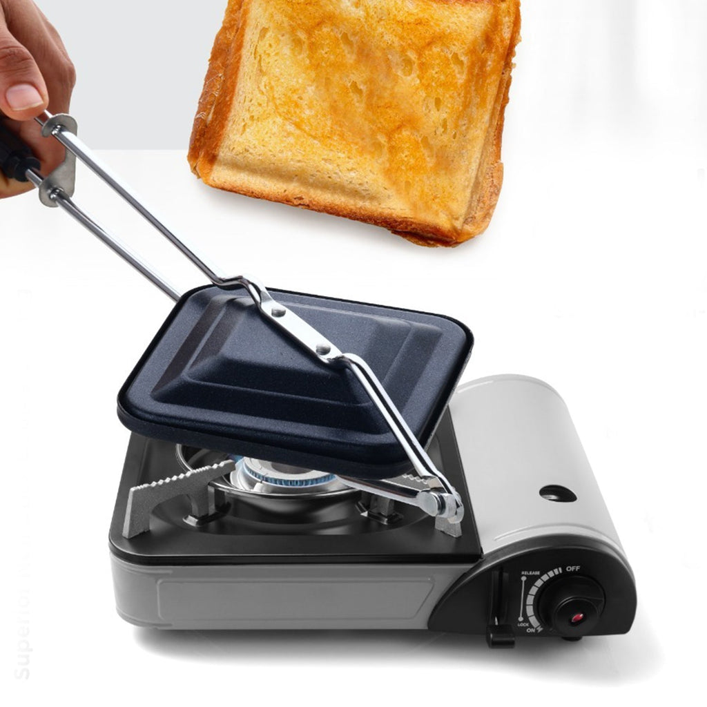 Gas stove sandwich toaster preventing sandwich filling mess with non-stick coating