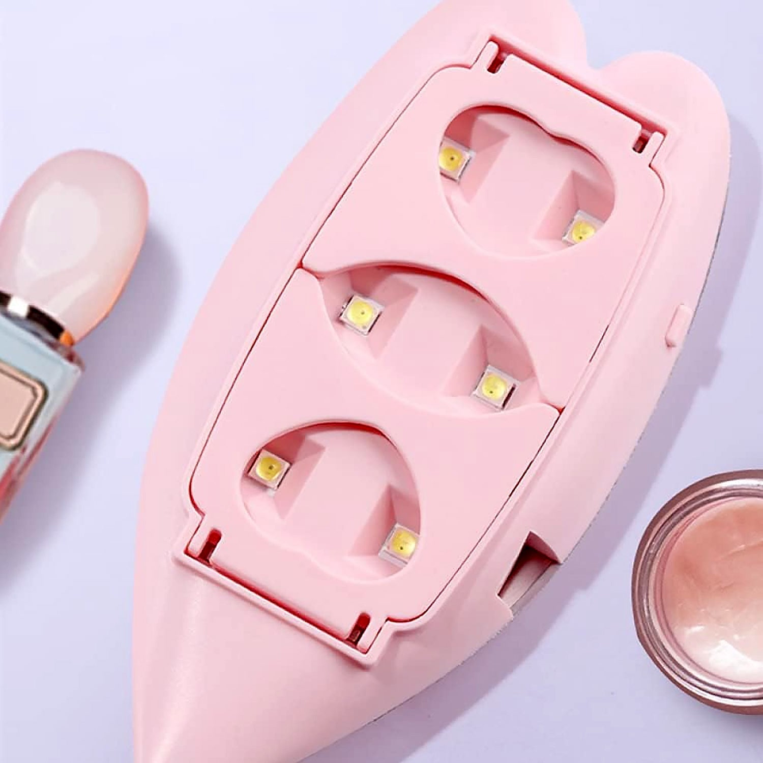 Top-down view of the compact Mini UV LED nail lamp, ideal for at-home manicures.