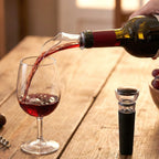 Complete set of wine pourer and vacuum bottle stopper accessories