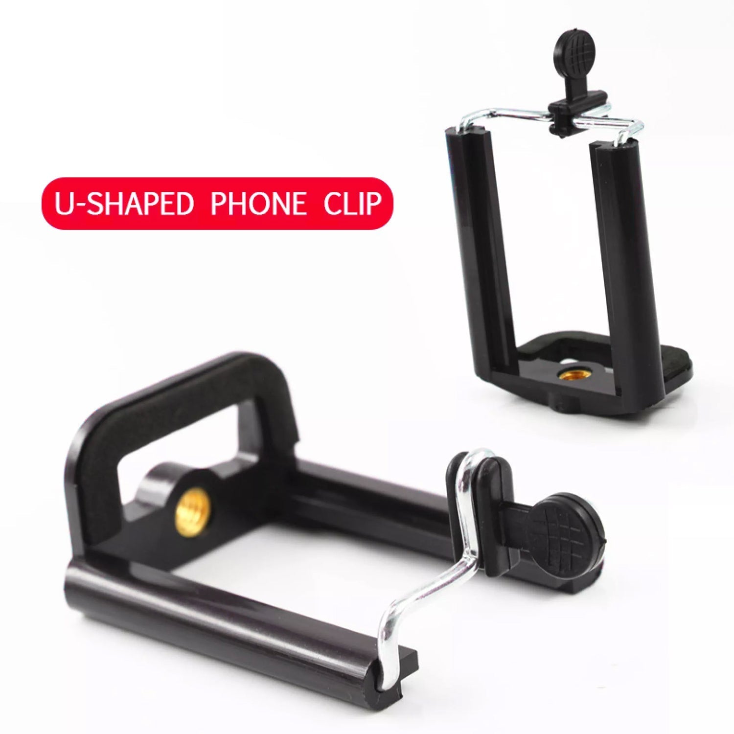 Close-up of the sturdy mobile holder attachment with cushioned padding for phone protection.