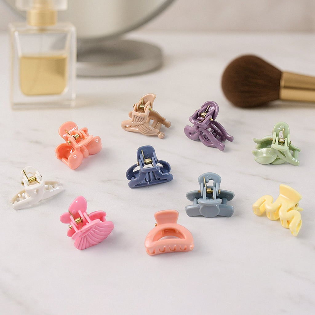 Set of 6 multicolour butterfly Kids Hair Clips for girls, displayed neatly.