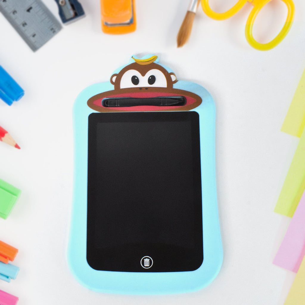 Angled view of Kids LCD Writing Tablet highlighting portability