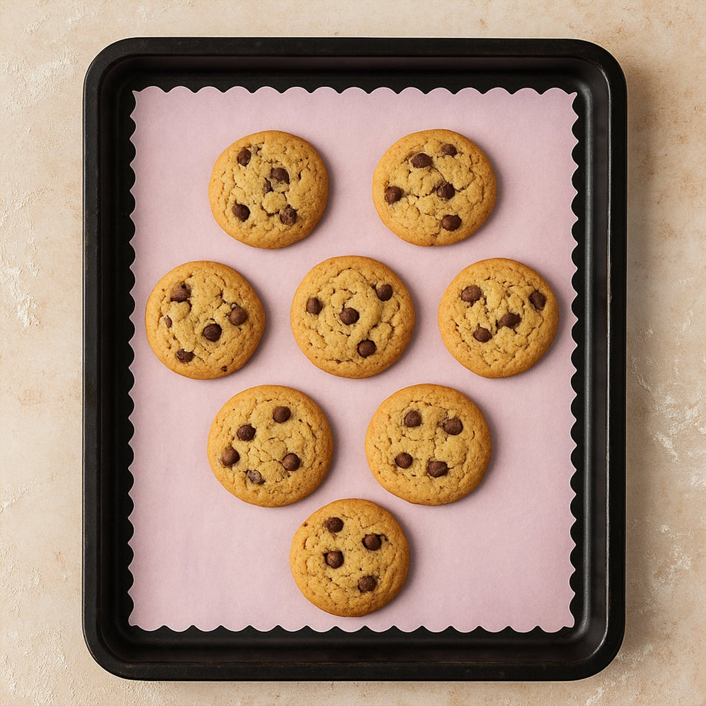 Multi-color baking paper sheets pack with decorative scalloped edges