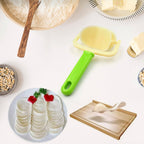 Quickslice dough cutter roller for efficiently shaping dough for puris and rotis.