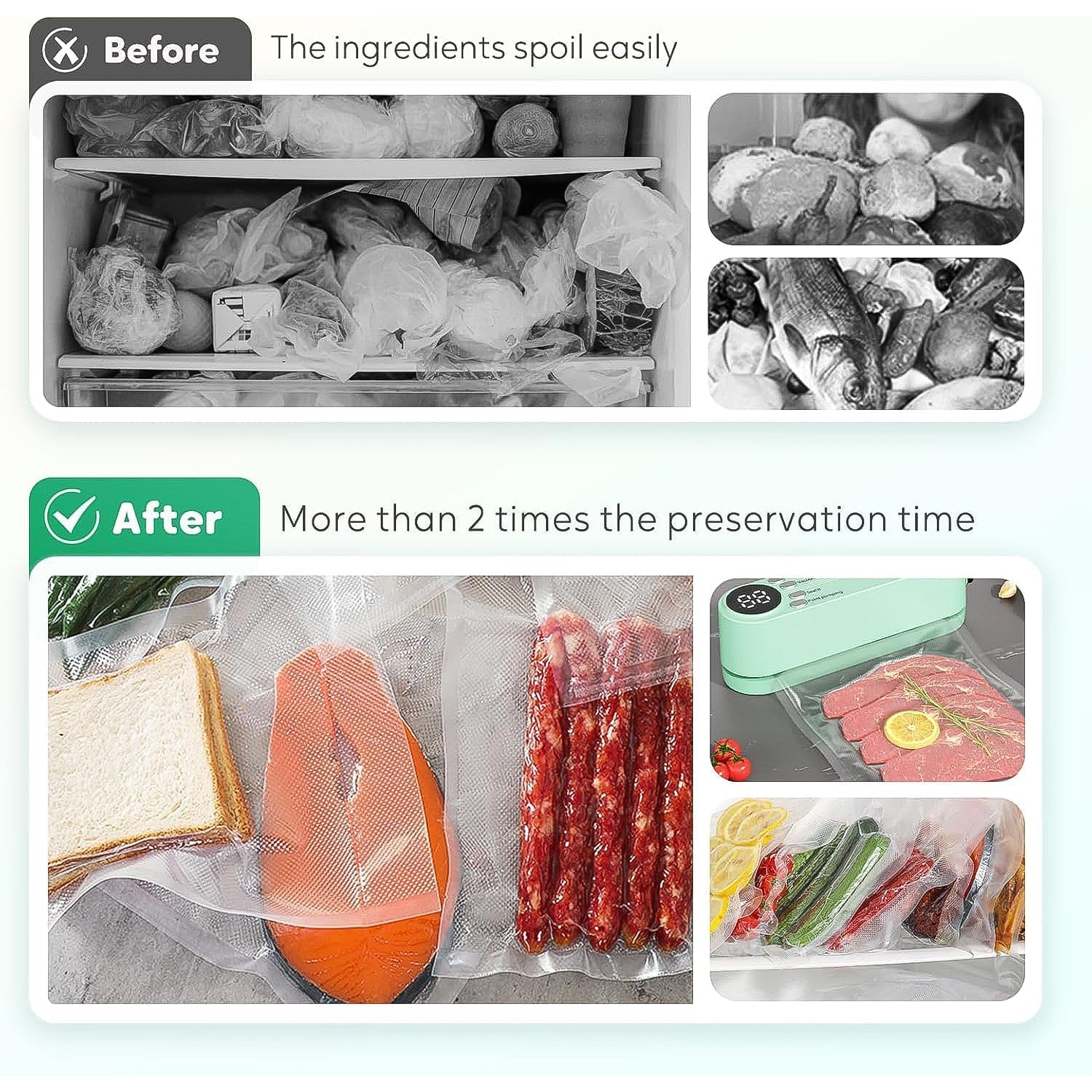 Smart rechargeable food vacuum sealer with multi-mode sealing
