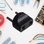Top-down view of the 2 Pin Plug Adapter, emphasizing its standard pin configuration.