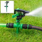 Unbranded garden impact sprinkler capturing adjustable spray rotation