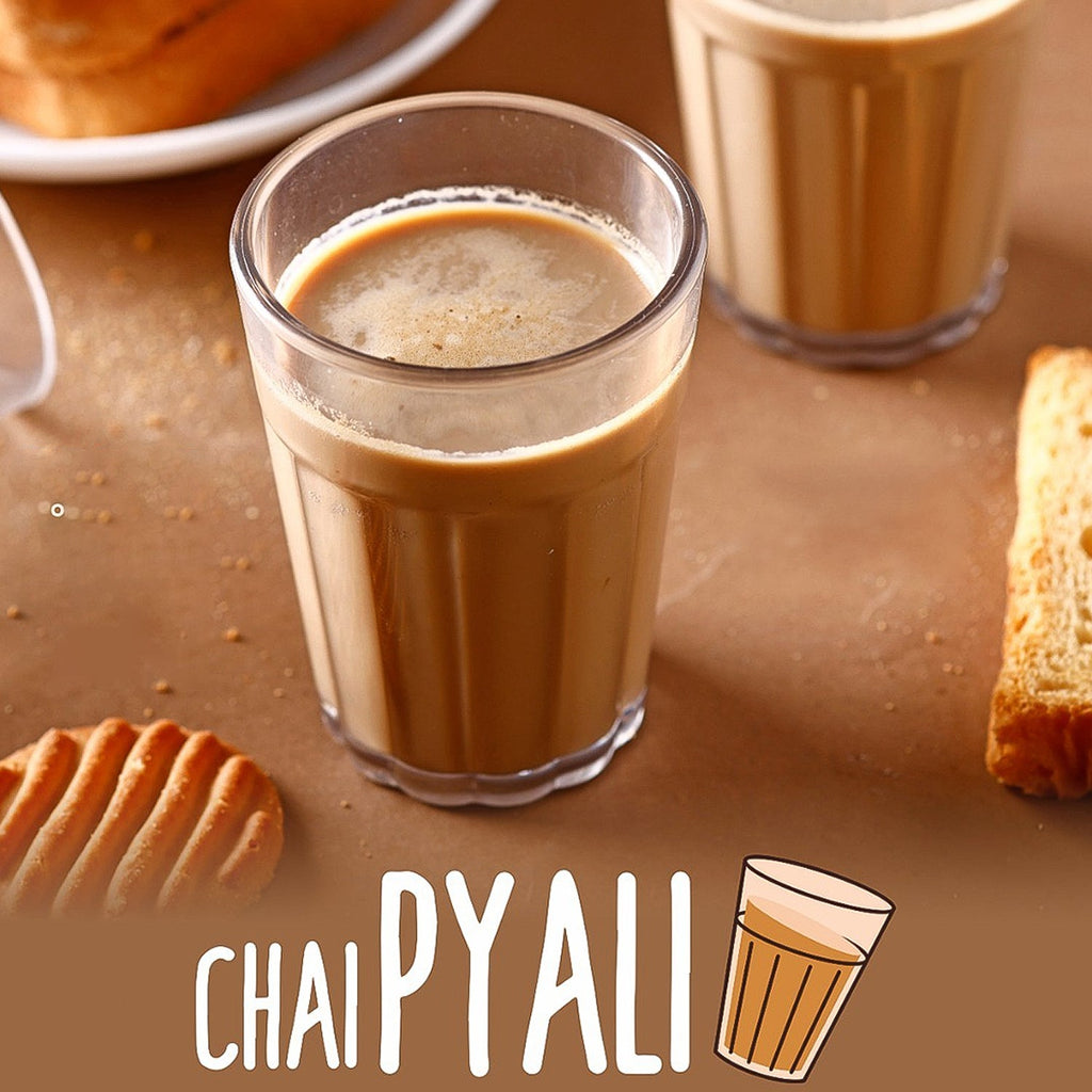 Close up of supermom cutting chai glasses made from durable plastic