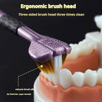 Side view of the 3-Sided Toothbrush head, highlighting its comprehensive cleaning design.