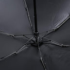 Detailed view of the DrizzlePro compact umbrella's canopy and frame construction.