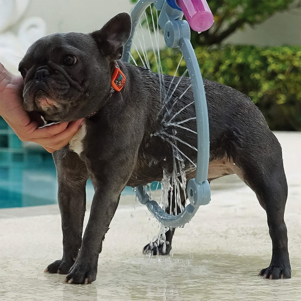Ergonomic handle of the Pet Shower Sprayer for comfortable grip during dog grooming.