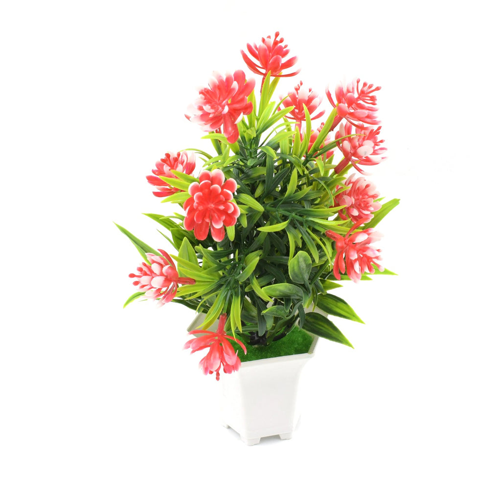 Top-down view of the artificial flower plant, showcasing its full bloom and compact design.