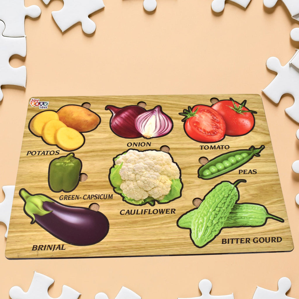 Colorful blocks arranged on wooden peg puzzle learning board