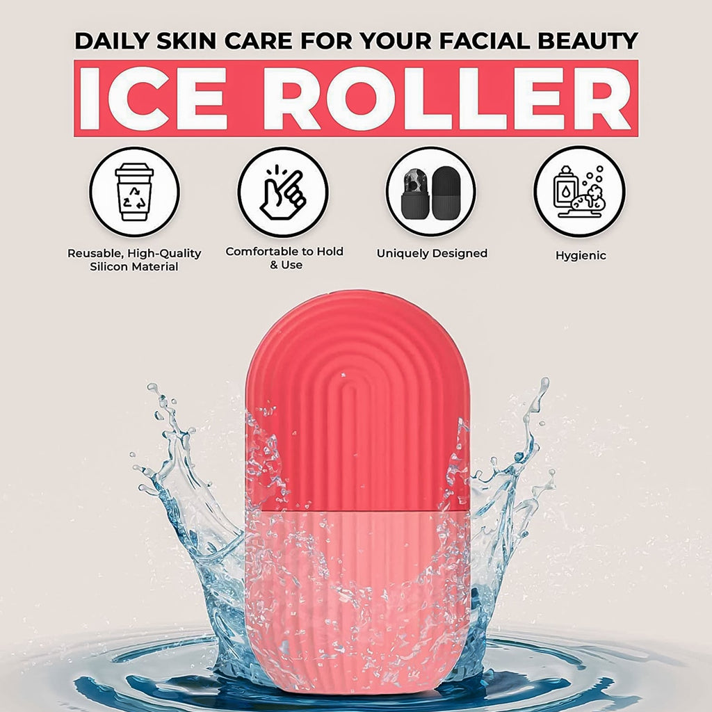 Hand holding the ice face roller, demonstrating its comfortable grip and compact size.