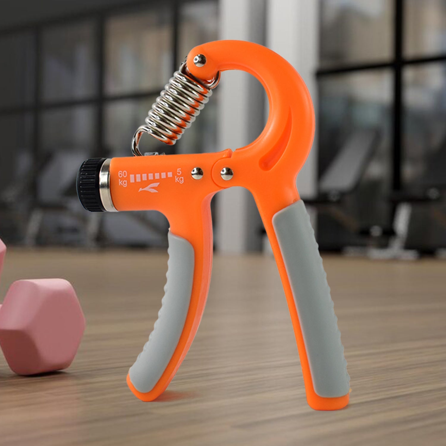 Close-up shot of ergonomic non-slip handles on grip strengthener