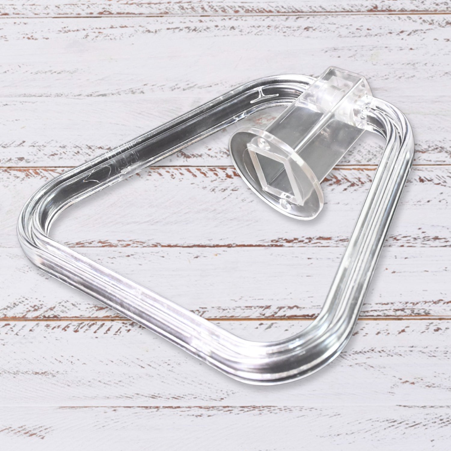 Close-up view of the durable ABS plastic material of the square towel ring.