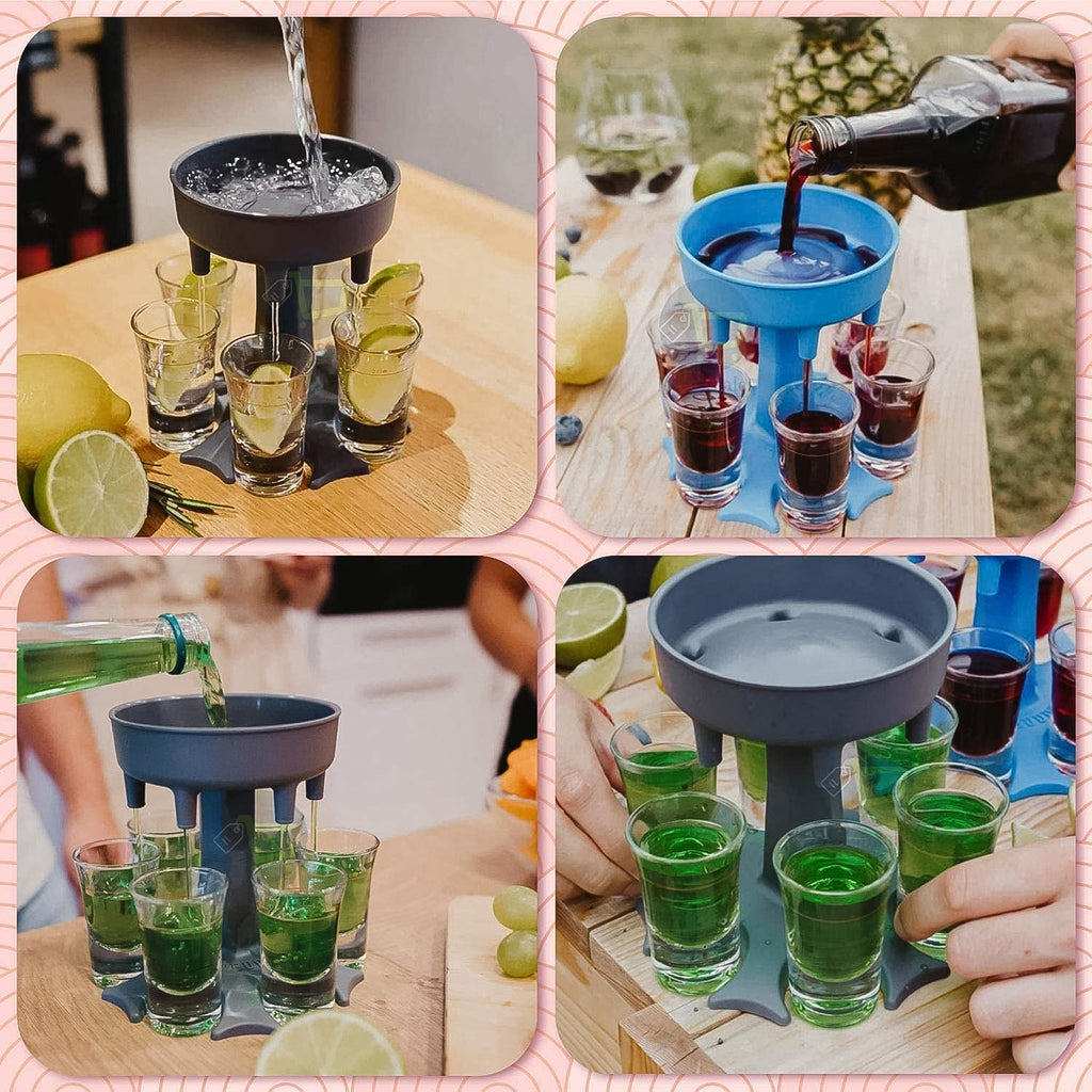 Top view of the 6-Port Drink Dispenser Stand with outlets