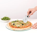 Close-up of the durable blade on a Stainless Steel Pizza Cutter.