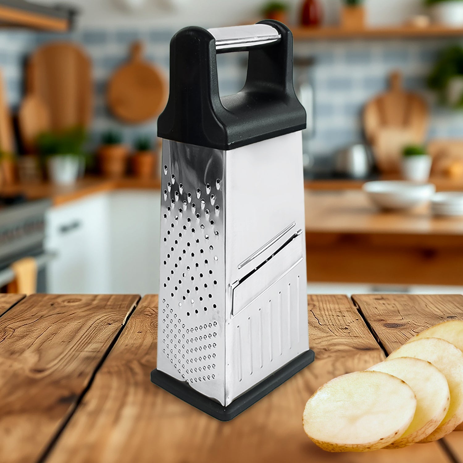 Close-up of Apex stainless steel 5-in-1 slicer blade detail