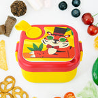 Open view of stainless steel kids lunch box shows spacious compartment