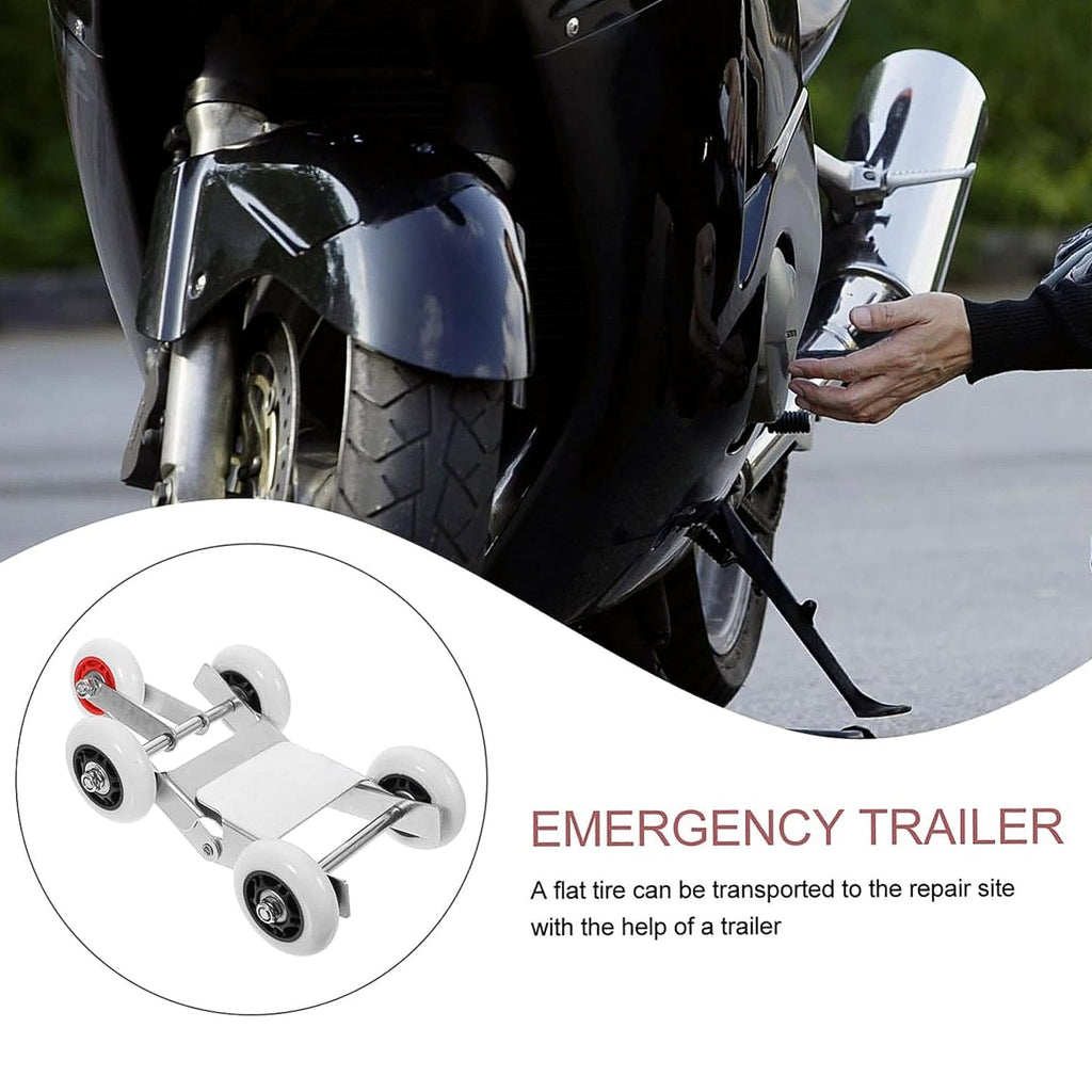 Motorcycle roller parking stand featuring corrosion-resistant metal frame