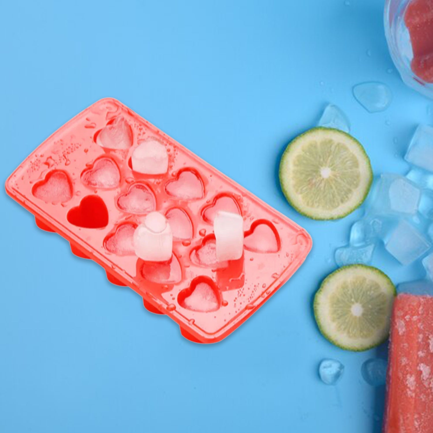 Colorful plastic ice cube trays suitable for parties and home use