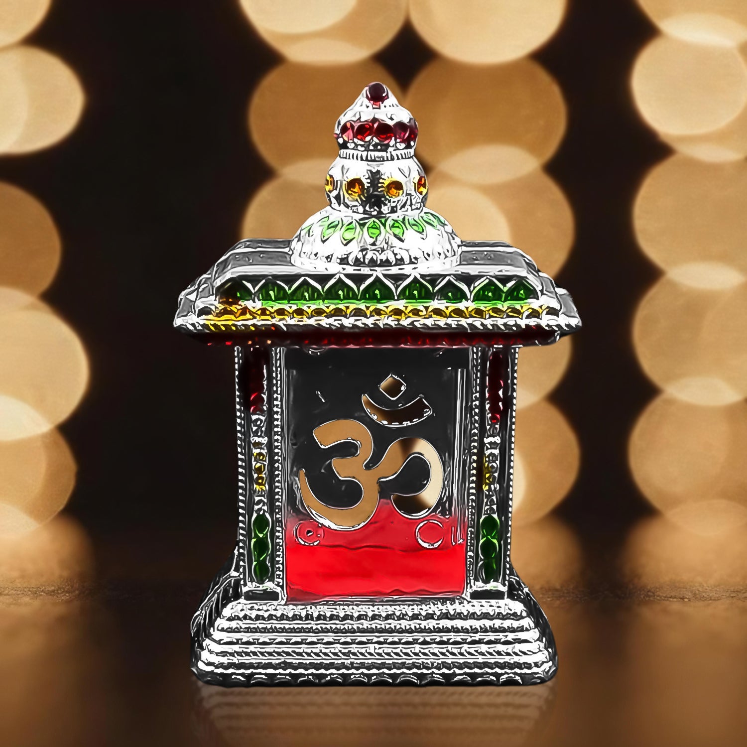 Durable plastic Om Temple showcasing fine craftsmanship.