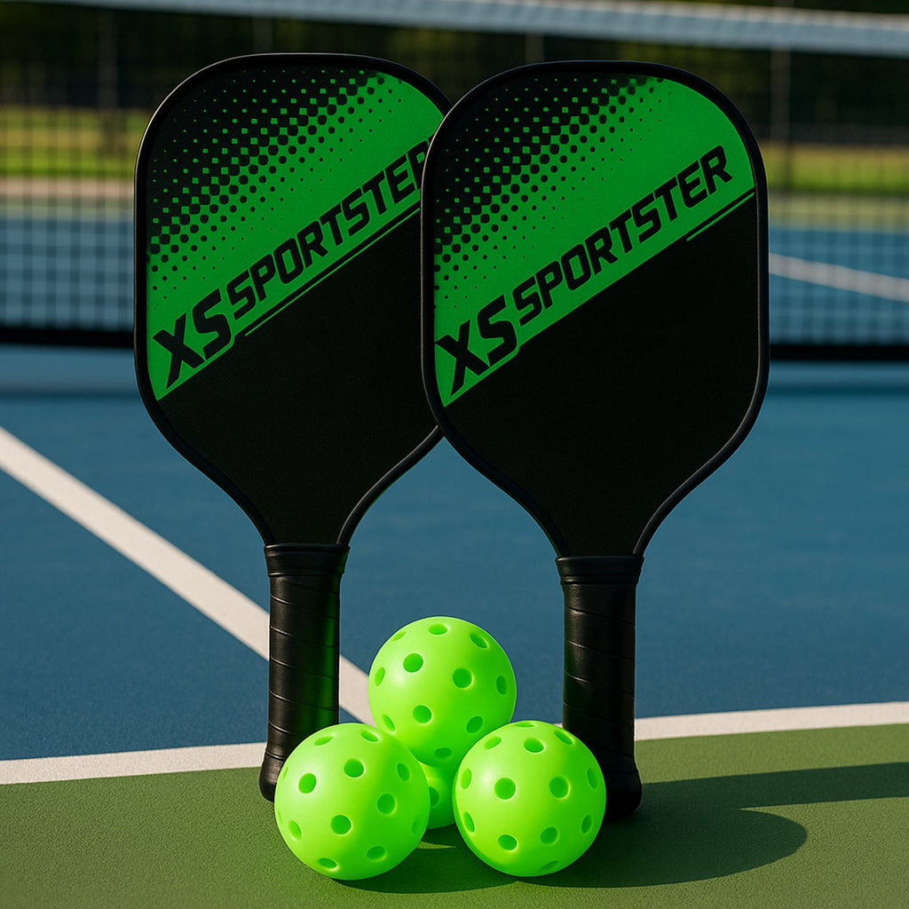 Konex pickleball paddle set with lightweight paddles and perforated balls for outdoor sports